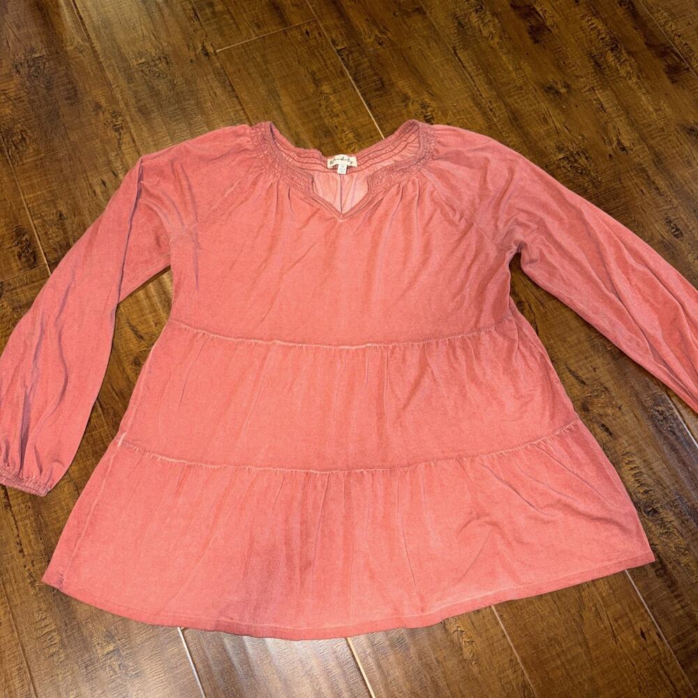 Wonderly Flowy Pullover Long Sleeve Tiered Blouse Women’s M